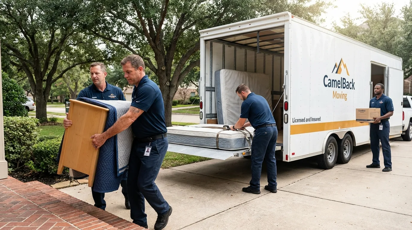 Crew loading residential truck for cross-state move from Seymour, TN